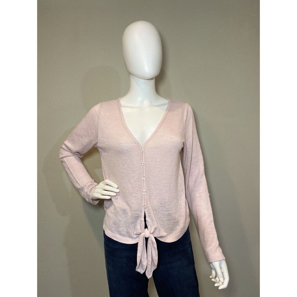 Sanctuary Pink Tie Front Button Up Cardigan Sweater Women’s Size Medium
